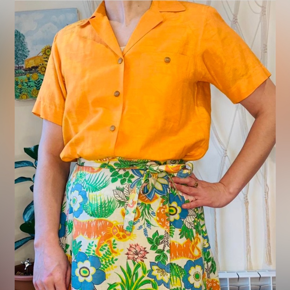 1980s Christian Dior orange blouse